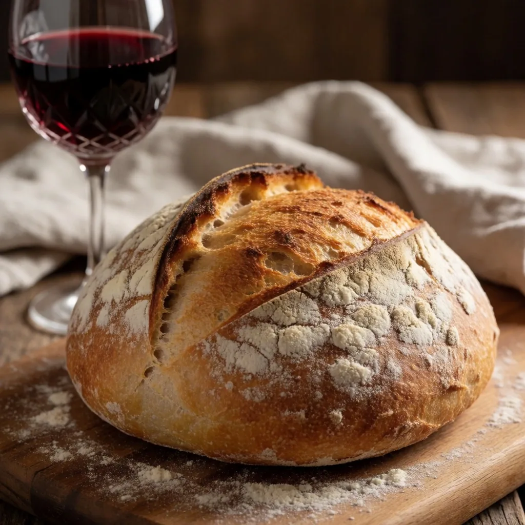 Pain et vin sur la table