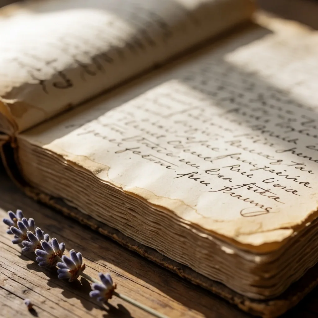 Carnet de recettes ancien ouvert sur une table de cuisine
