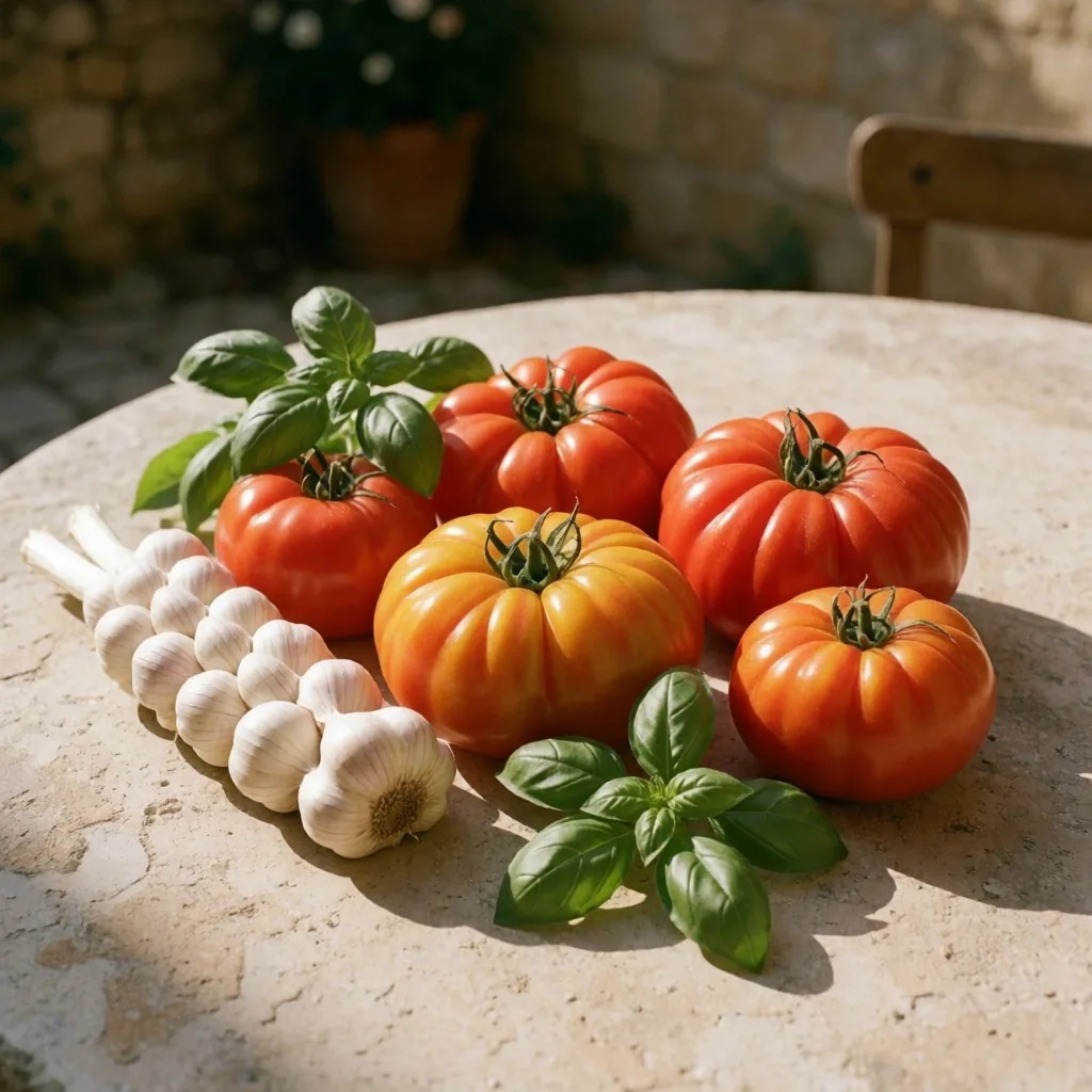Tomates, ail et basilic provençaux